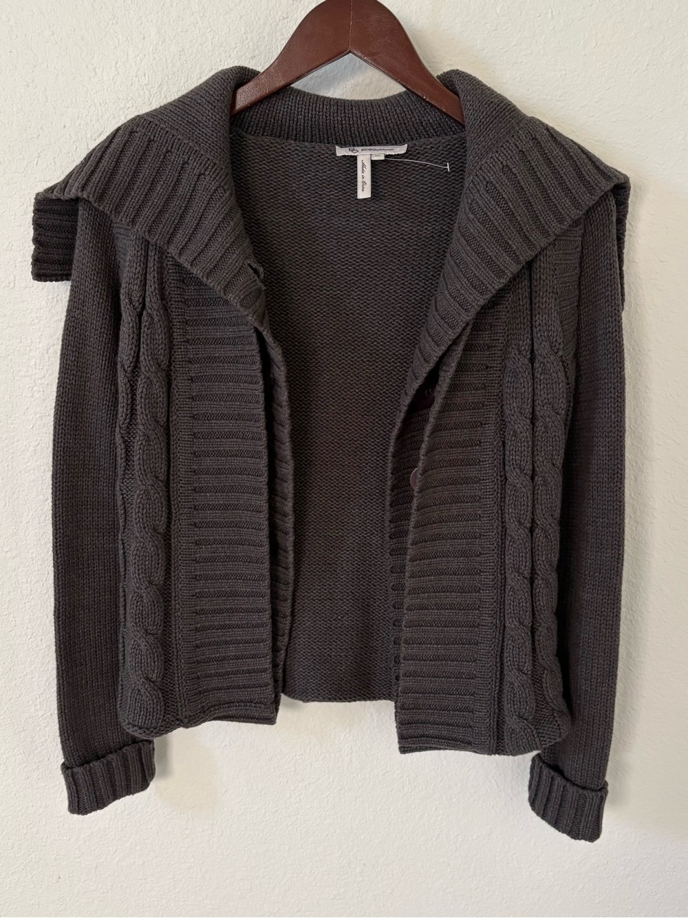 BCBGeneration Chunky Cable Knit Cardigan Sweater Dark Gray Size XS